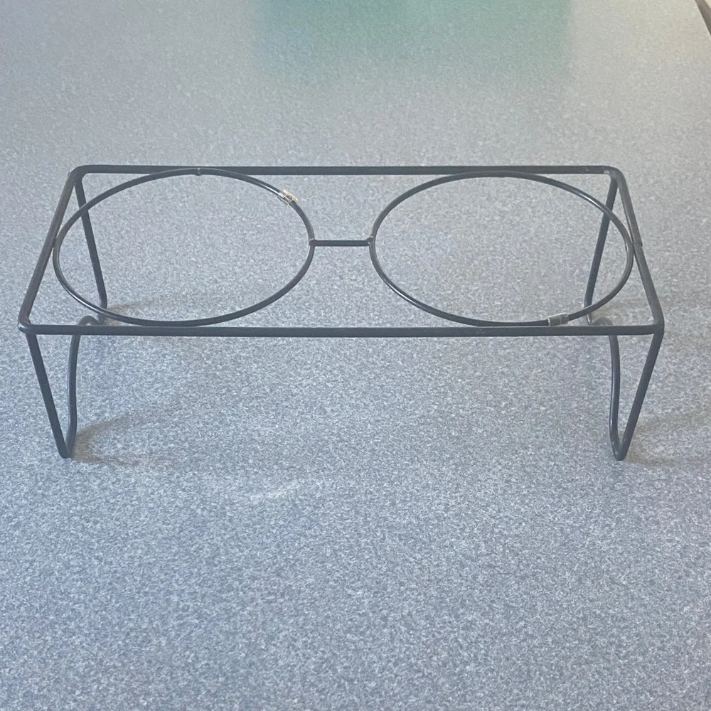 Black Metal Double Bowl Stand